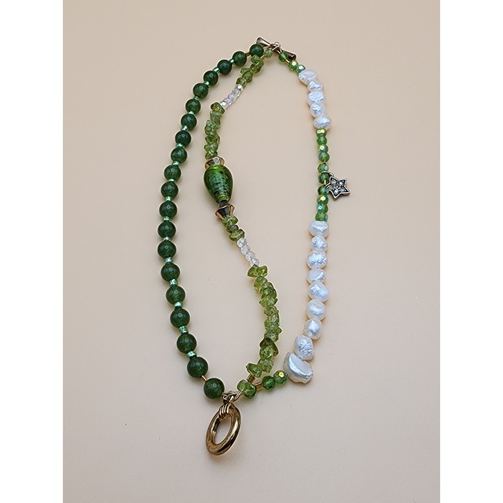 Genuine Natural PERIDOT & PEARL 3 Strand‎ Bracelet Stunning! FREE $HIPPING!! 💚